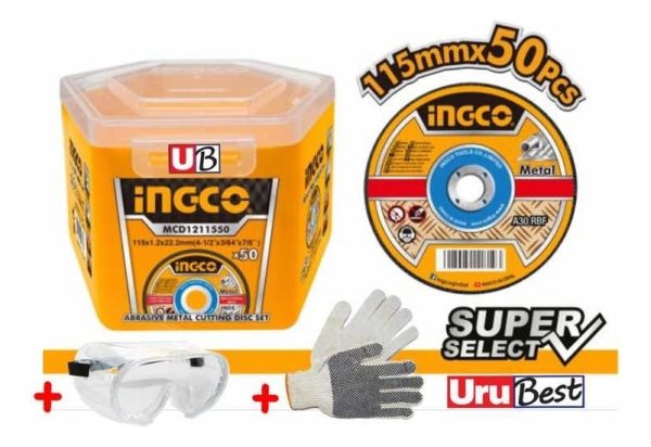 Lata X 50 Discos 4 1/2 X 1.2mm Corte Ingco Mcd1211550 * * - Imagen 3