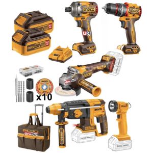 5 Herramientas Ator Impacto Taladro Rotomartillo Ingco 20v