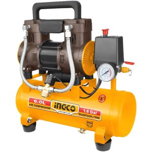 Compresor 6l 1.5hp Libre D Aceite Bajo Ruido Ingco Acs111062