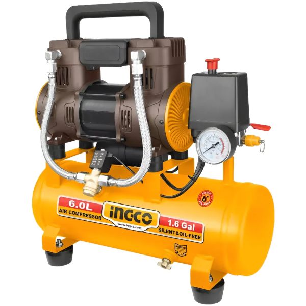 Compresor 6l 1.5hp Libre D Aceite Bajo Ruido Ingco Acs111062