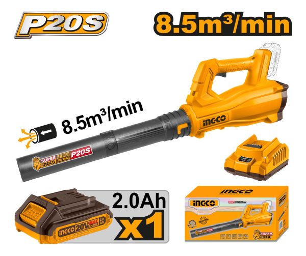 Sopladora 20v 8.5m3/min Con Bateria Y Carg Ingco Cabli203235 - Imagen 2