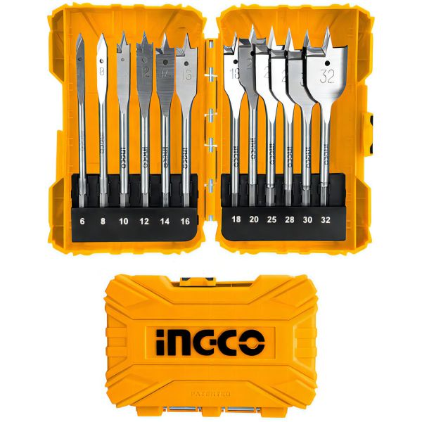Set De Brocas Planas Para Madera Industrial 12 Piezas Ingco