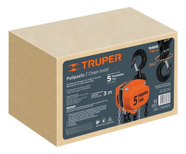 Aparejo Cadena Manual 5000kg 3 Mts Truper Pol-5 - Imagen 4