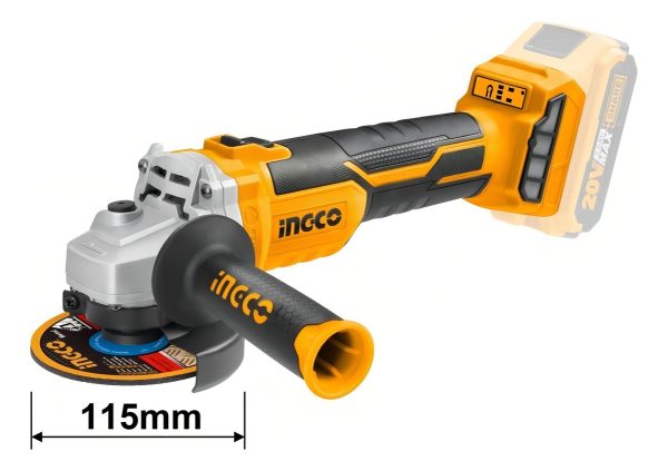 Amoladora Angular Inalámbrica 20v Ingco Cagli1152 S/bat Y Ca - Imagen 3