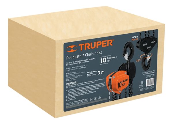 Aparejo Cadena Manual 10.000kg 3 Mts Truper Pol-10 - Imagen 4
