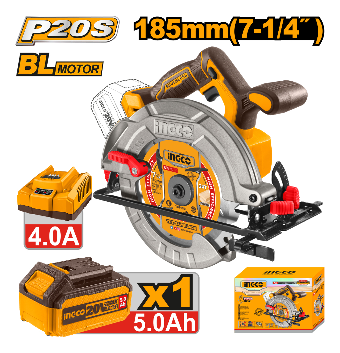 Sierra Circular A Bateria 20v Brushless + Bateria Y Cargador - Imagen 2