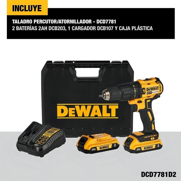 Taladro Atornillador Dewalt Dcd7781d2-b2 20v Max Brushless - Imagen 6