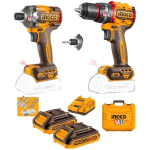 Atornillador De Impacto + Taladro 66nm +2 Bat Ingco Ckli2027