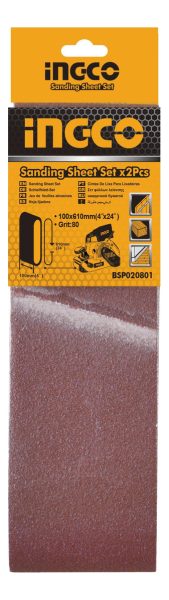 Lijas Banda X2 Unidades 610x100mm Grano 80 Ingco Bsp020801 - Imagen 3
