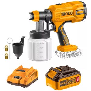 Pistola Pintura Inalámbrica Ingco 20v Con Batería 4ah Y Carg