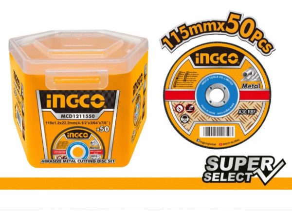 Lata X 50 Discos 4 1/2 X 1.2mm Corte Ingco Mcd1211550 * * - Imagen 5