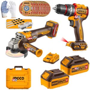 Kit Amoladora 20v + Taladro Atornillador 13mm Ingco +valija