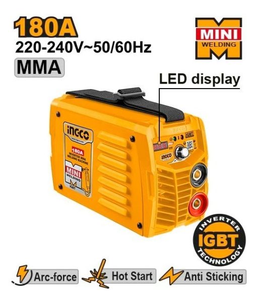 Soldadora Inverter 180a Ingco Anti Pegote Completa - Imagen 2