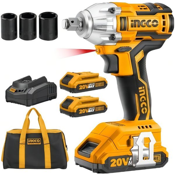 Llave De Impacto 20v 1/2 Brushless Ingco Cirli2001-4 3 Tubos