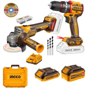 Kit Esmeril + Taladro Percutor Inalambrico Brushless Ingco