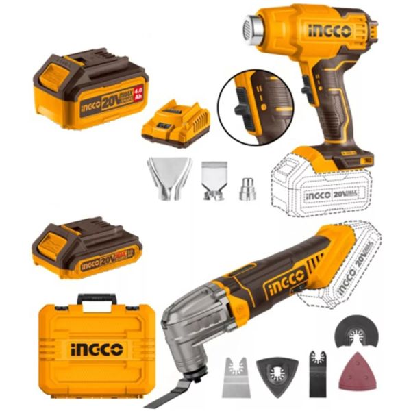 Kit 20v Pistola De Calor Herramienta Multifuncion Ingco Cos