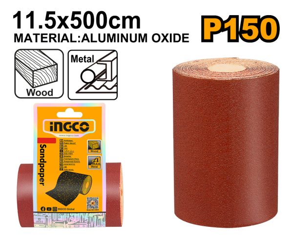 Rollo Lija 11.5x500cm Ingco Grano 120 Al 240 - Imagen 2