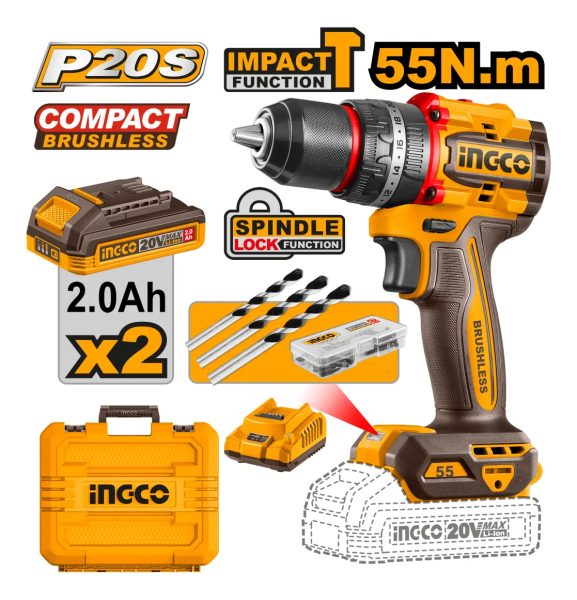 Atornillador Percutor Compact P20s 55nm Ingco Cidli20558 - Imagen 3