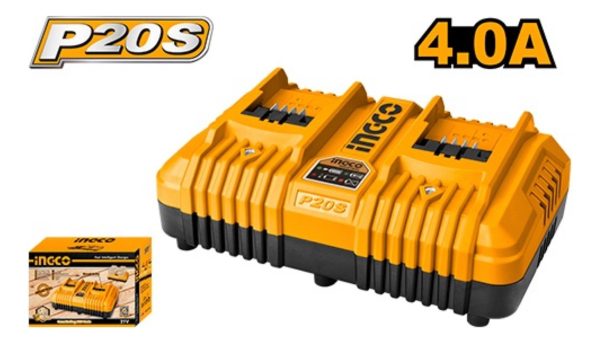 Cargador Rapido Doble 20v P20s Ingco Fcli2034 - Imagen 2