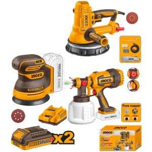 Kit Lijadora Yeso / Orbital + Pistola Pint Ingco Cosli250282