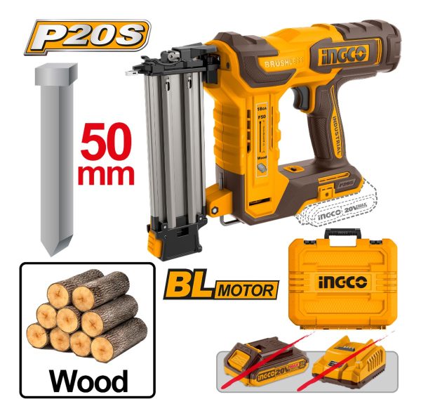 Clavadora 20v Brushless Hasta 50mm S/bat Cbnli5005 Ingco - Imagen 2