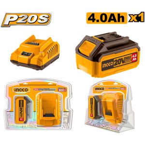 Set X1 Bateria 20v 4amp + 1 Cargador Ingco Fbcpk1214