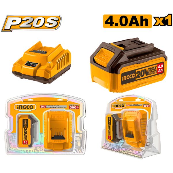 Set X1 Bateria 20v 4amp + 1 Cargador Ingco Fbcpk1214