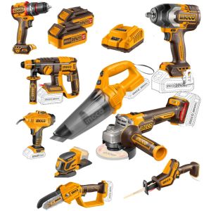 Kit Combo 9 Herramientas 20v Llave 850nm 2 Baterías Ingco Ub