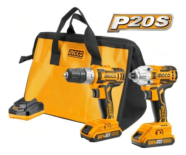 Kit Atornillador De Impacto 20v + Atornillador 20v Ingco P20