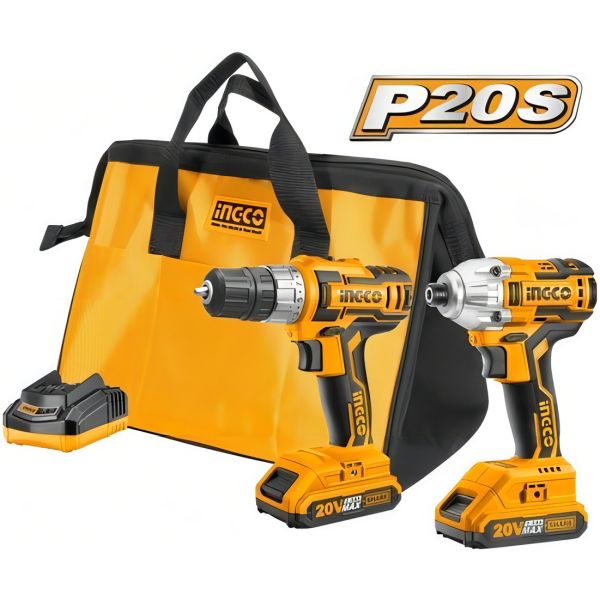 Kit Atornillador De Impacto 20v + Atornillador 20v Ingco P20