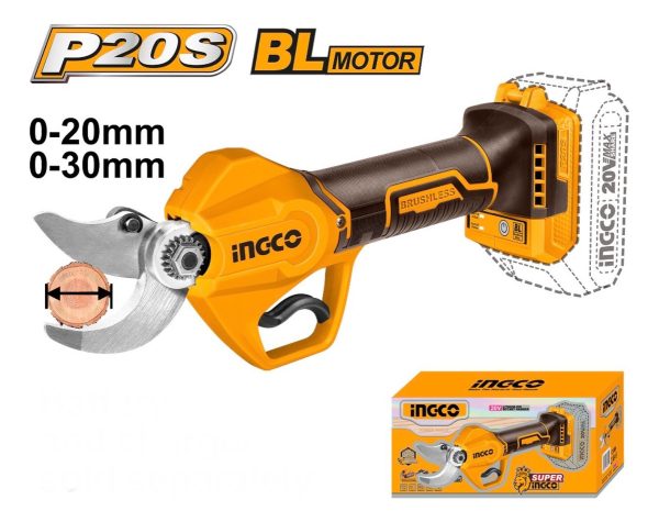 Kit Jardin Corta Cerco, Tijera 20v, Motosierra +2 Bat Ingco - Imagen 3