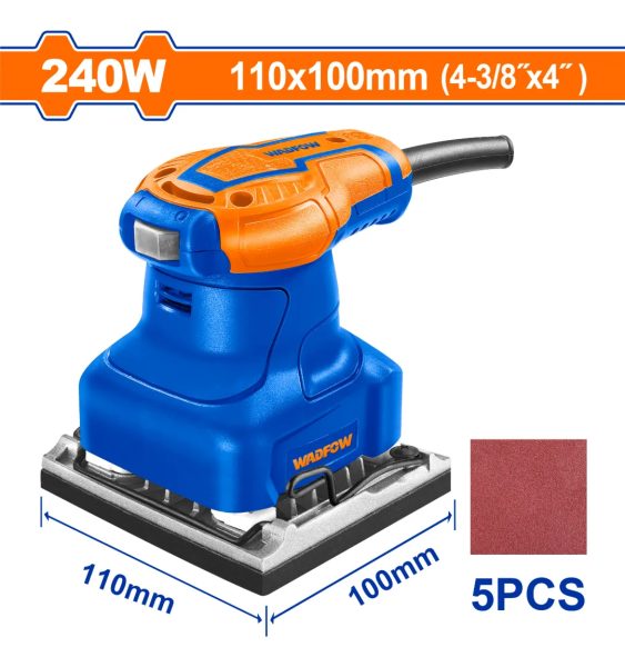 Lijadora Orbital 240w 110x100mm + 5 Lijas Wadfow Wfa1503 - Imagen 2
