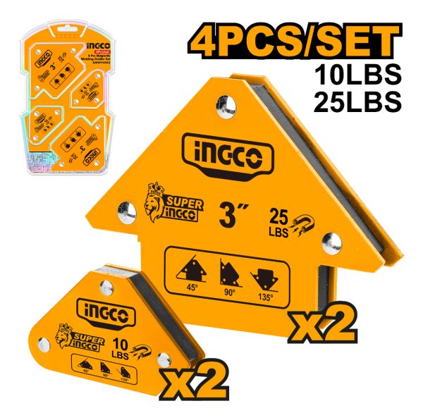 Set X 4 Escuadra Magnetica Ingco Amwh4062 - Imagen 2