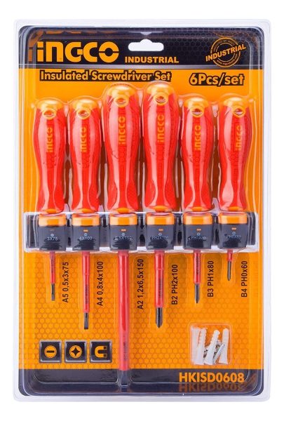 Set Destornilladores Electricos Aislado 6pcs Ingco Hkisd0608 - Imagen 2