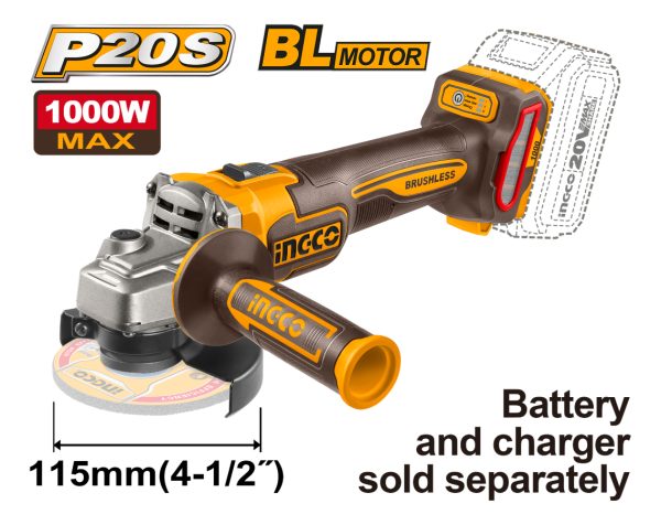 Amoladora Angular 20v S/bateria Brushless Ingco Cagli27153 - Imagen 2