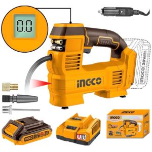 Compresor Aire Inflador 160psi 20v 12v +bateria Y Carg Ingco