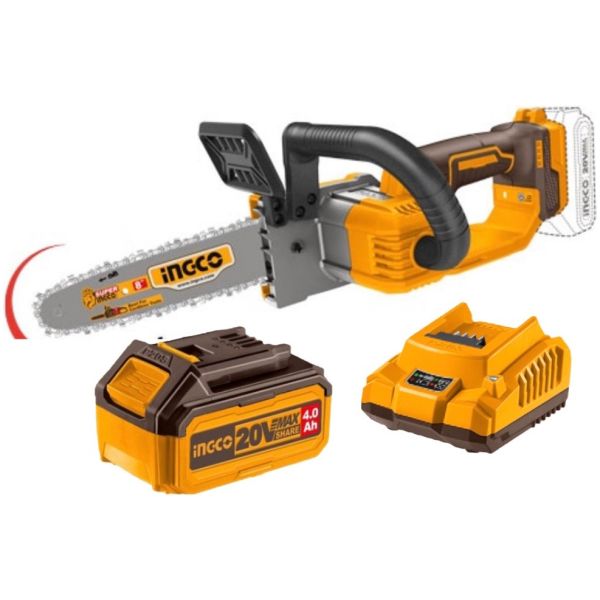 Motosierra 8 P 20v + Bateria 4 + Cargador Ingco Cgsli