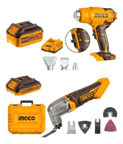 Kit 20v Pistola Calor + Multifunción Ingco Cosli230703 - Imagen 2