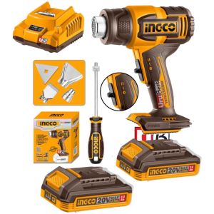 Pistola De Calor 20v +2 Baterias Y Cargador Ingco Hgli206