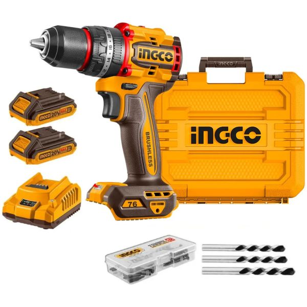 Taladro Atornillador Percutor 2 Baterías 20v 76nm Ingco Cidl