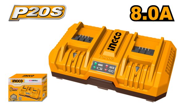 Cargador De Bateria 20v Rapido Y Doble 8ah Ingco Fcli2082 - Imagen 2