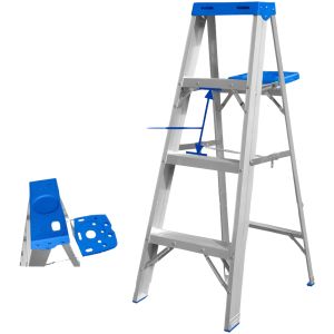 Escalera Pintor Aluminio 4 Escalones 150kg Wadfow Wld4h04