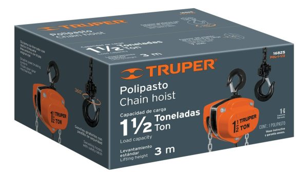 Aparejo Cadena Manual 1500kg 3 Mts Truper Pol-1-1/2 - Imagen 3