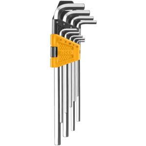 Set Llave Allen Industrial Brazo Largo 1.5mm 10mm 9pcs Ingco