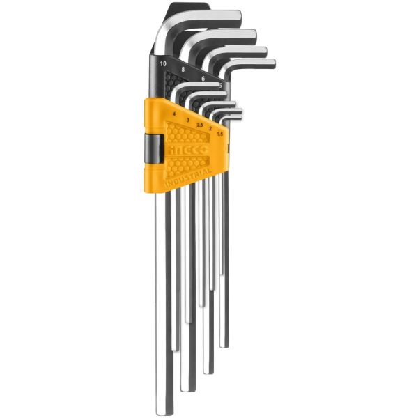 Set Llave Allen Industrial Brazo Largo 1.5mm 10mm 9pcs Ingco