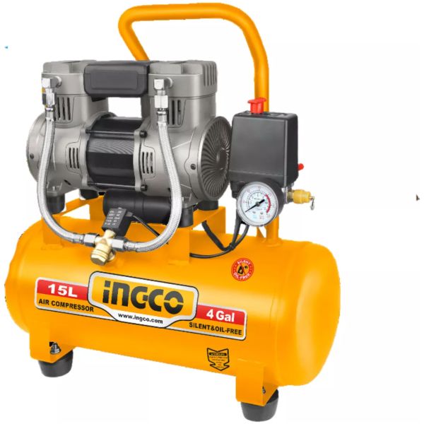 Compresor 15lt 1.5hp Libre De Aceite Bajo Ruido Ingco Acs111