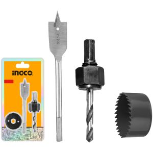 Set Sierra 54mm + Eje 3/8 + Mecha Madera 7/8 Ingco