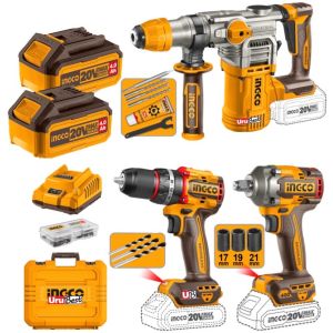 Rotomartillo + Llave De Impacto + Taladro 20v Ingco Ckli2063