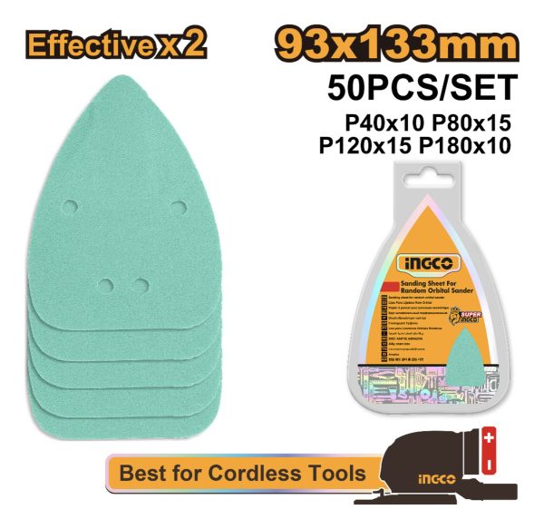 Set X 50 Lijas Delta 93x133mm Ingco Multiuso Akts931331 - Imagen 2