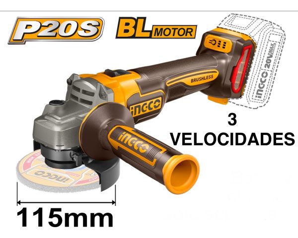 Kit De Taladro Percutor Ingco 20v + Amoladora 20v, 2 Bat *ub - Imagen 3